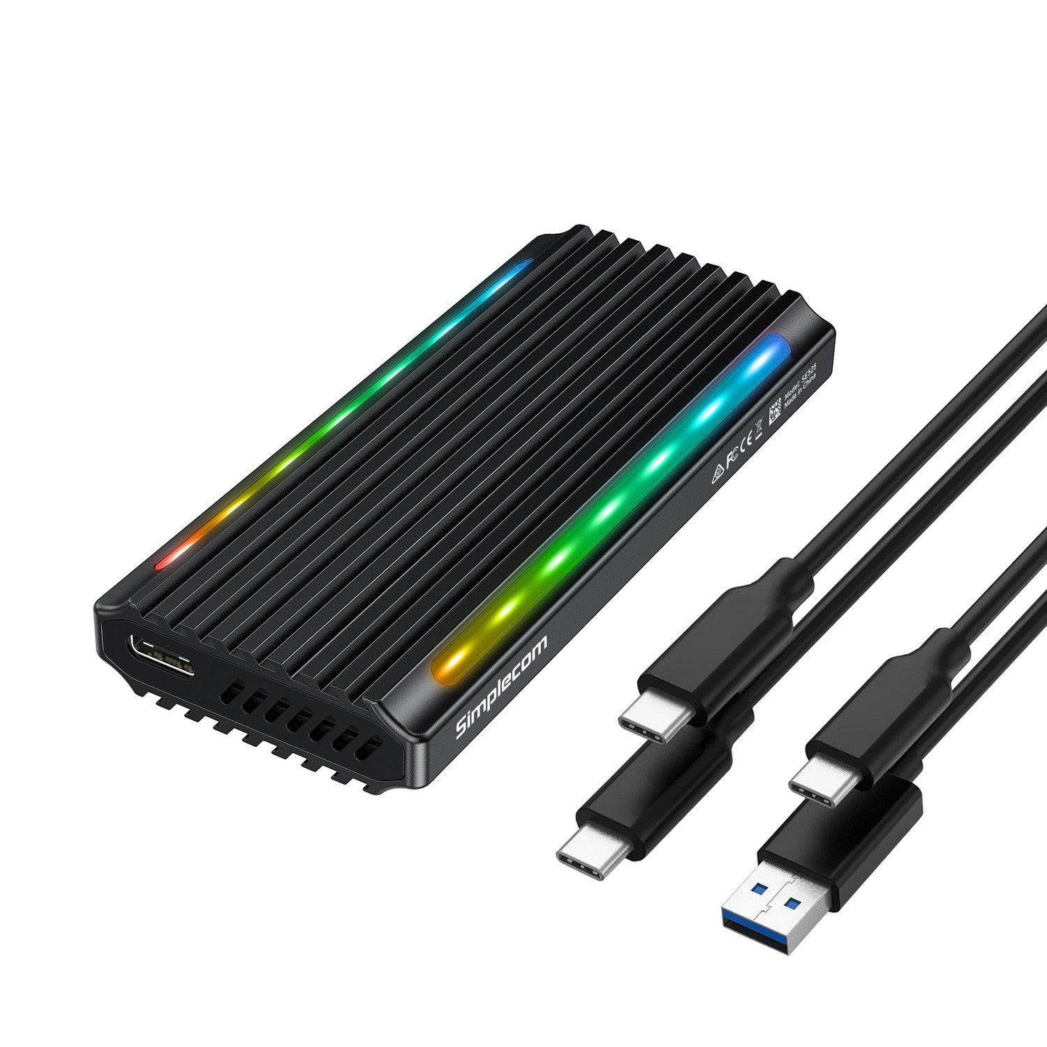 Simplecom SE525 NVMe / SATA M.2 SSD USB-C Enclosure with RGB Light USB 3.2 Gen 2 10Gbps Simplecom SE525 NVMe / SATA M.2 SSD USB-C Enclosure with RGB Light USB 3.2 Gen 2 10Gbps
